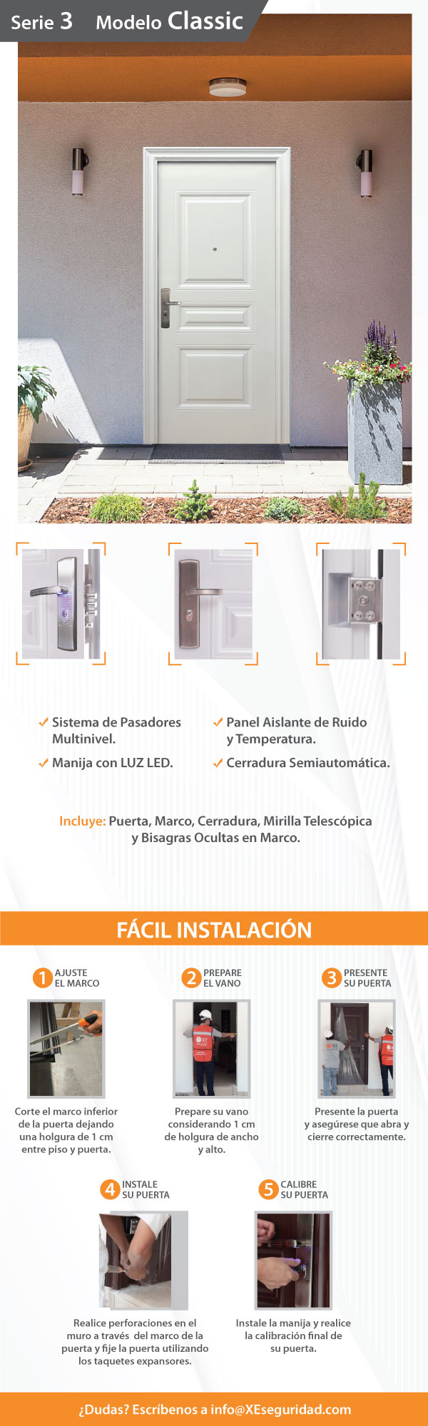 Puerta de Seguridad Blanca Izquierda Classic XE Seguridad